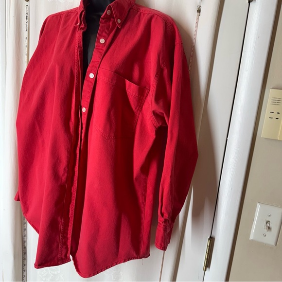 Vintage Details Express Women's Red Button-Down Oversized Shirt - Picture 2 of 11